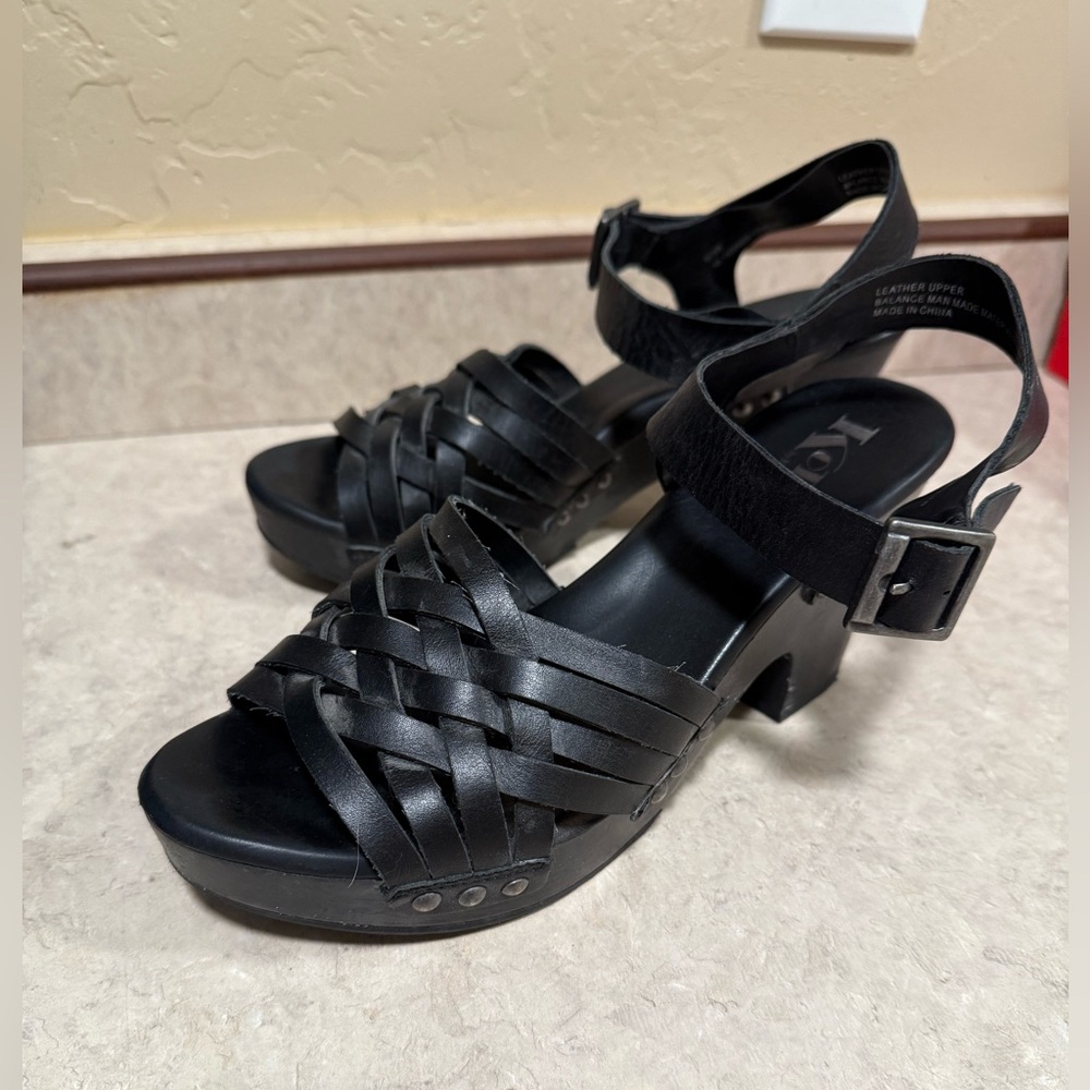 Kork-Ease Black Woven Sandals